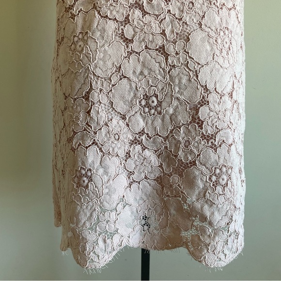 BCBGMaxAzria Diane Lace Mini Dress Pastel Pink Oversized With Slip Size Medium - Picture 14 of 16
